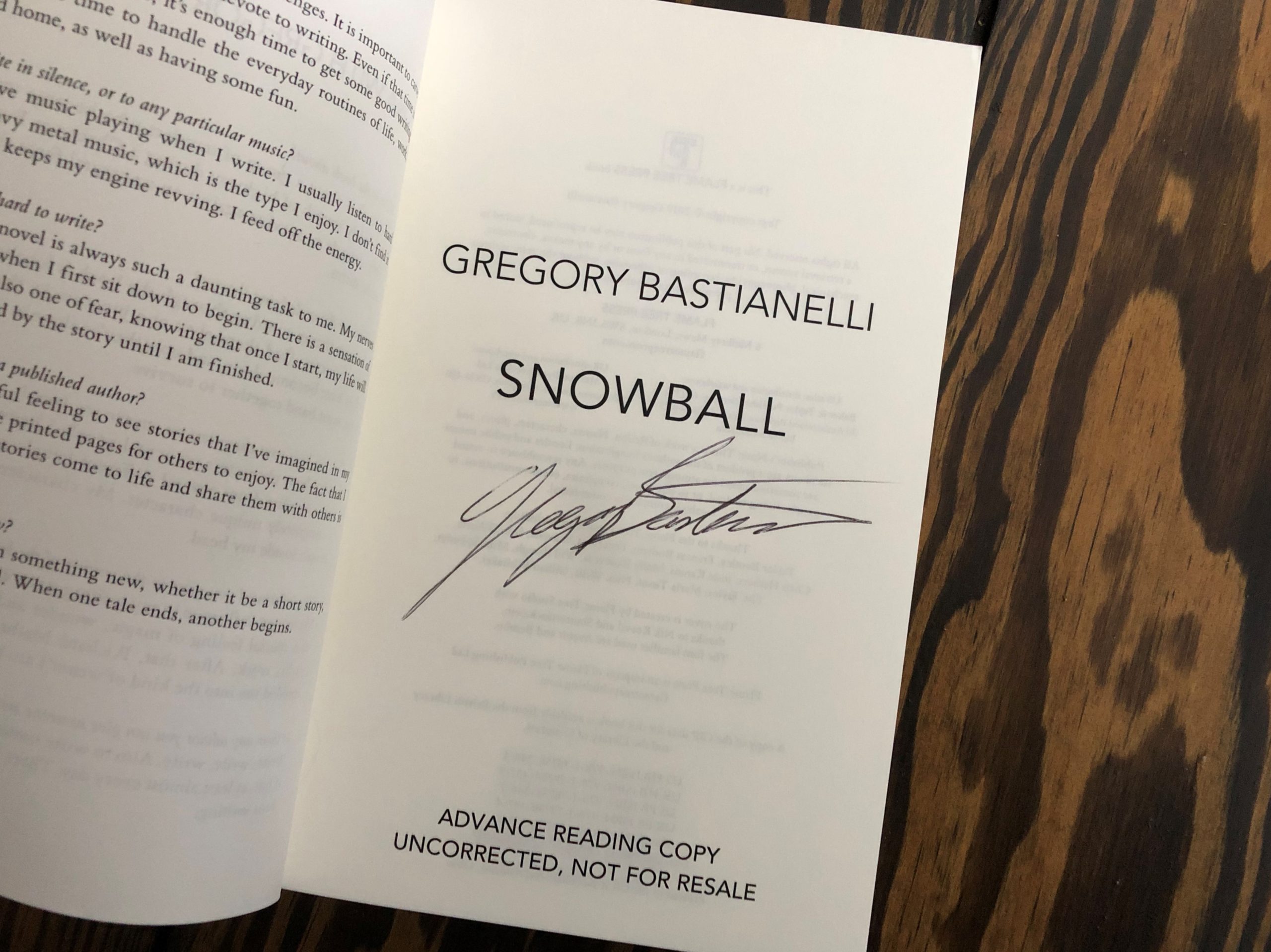 1 Signed Copy of Snowball by Gregory Bastianelli