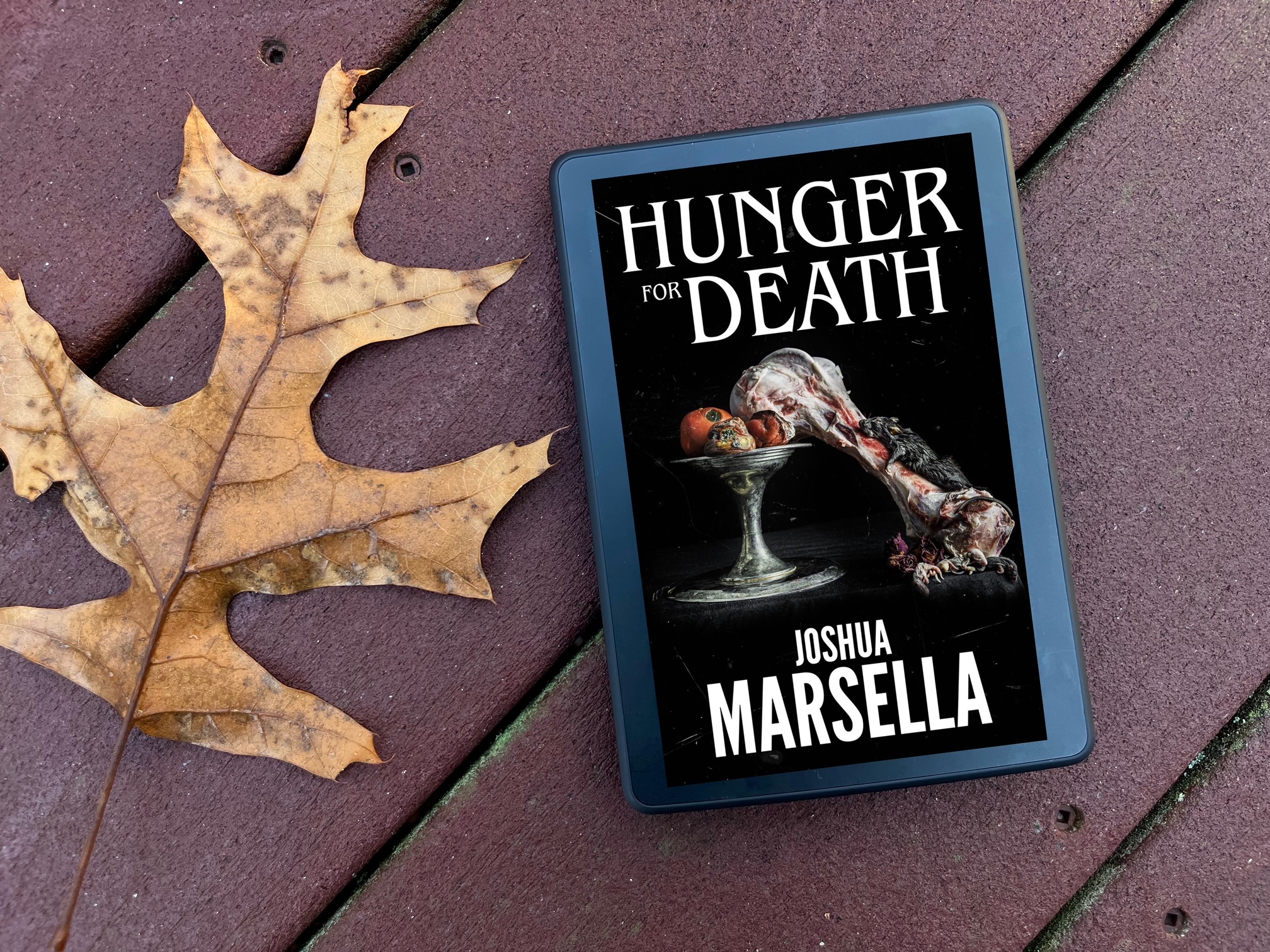 Hunger For Death by Joshua Marsella book photo by Erica Robyn Reads