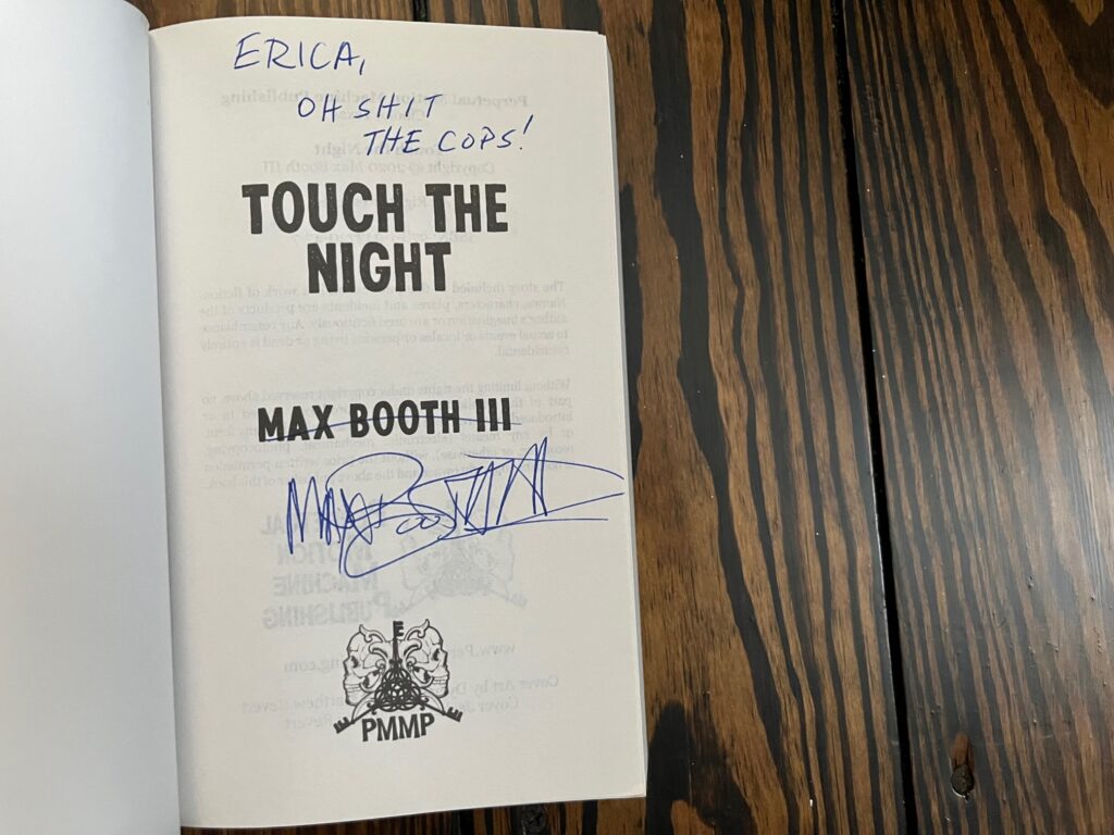 Touch The Night by Max Booth III signed copy